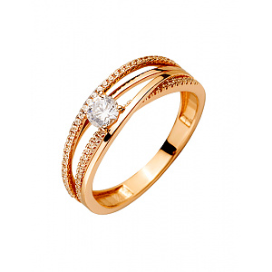 Золотое кольцо с цирконием куб. (01-200449141) фотография