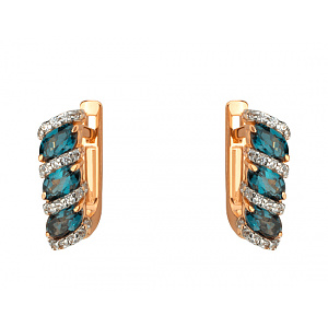 Золоті сережки з топазами  та  фіанітом (цирконієм куб.) (01-200740141) фотографія