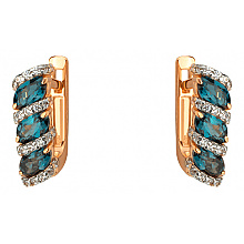 Золоті сережки з топазами  та  фіанітом (цирконієм куб.) (01-200740141)