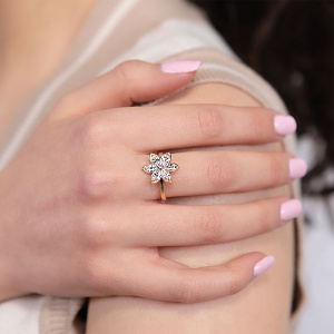 Золота каблучка з фіанітами (1б_к-218) картинка Золота каблучка з фіанітами (1б_к-218) фотографія