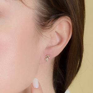 Золотые серьги с фианитами (кубическим цирконием) (1б_с-245) фотография