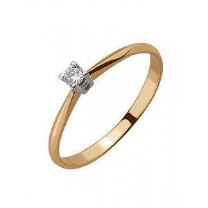 Золотое кольцо с бриллиантом (01-18375442) фотография