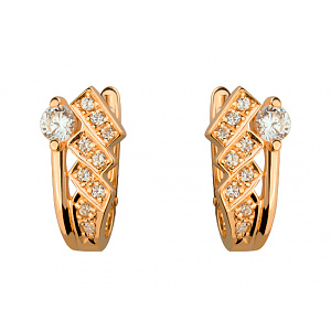 Золотые серьги с цирконием куб. (01-19156342) фотография