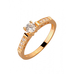 Золотое кольцо с цирконием куб. (01-200020542) фотография