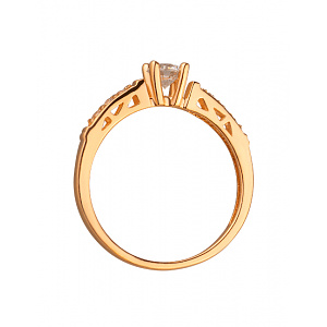 Золотое кольцо с цирконием куб. (01-200020542) фотография