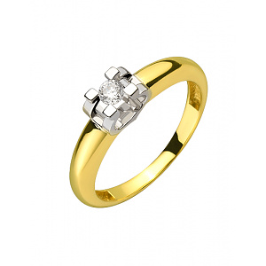 Золотое кольцо с бриллиантом (01-200432942) фотография