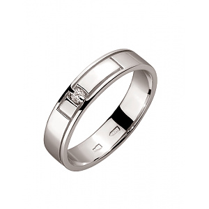 Золота обручка з діамантом (01-200468442) фотографія