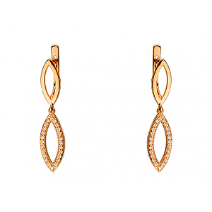 Золотые серьги с цирконием куб. (01-200510842) фотография