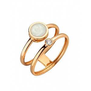 Золота каблучка з фіанітом (цирконієм куб.)  та  перламутром (01-200633442) фотографія