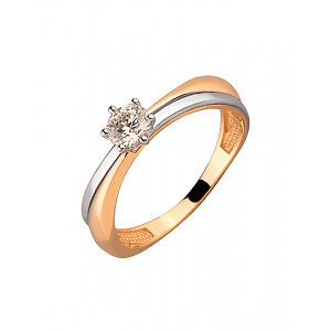 Золотое кольцо с цирконием куб. (01-200120343) фотография