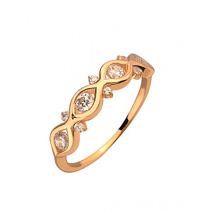 Золота каблучка з фіанітом (цирконієм куб.) (01-200130043) фотографія