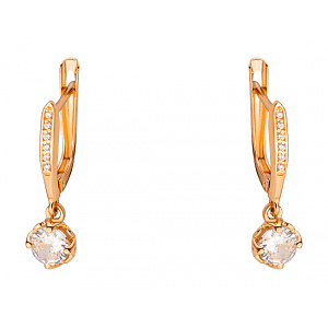 Золотые серьги с цирконием куб. (01-200276043) фотография