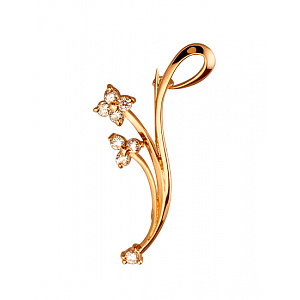 Золотая брошь с цирконием куб. (01-200452943) фотография