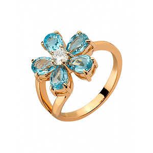 Золотое кольцо с топазами  и  цирконием куб. (01-200530743) фотография