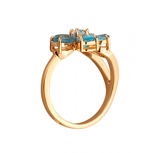 Золотое кольцо с топазами  и  цирконием куб. (01-200530743) фотография