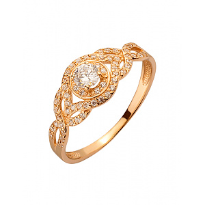 Золота каблучка з цирконієм куб. (01-200535143) фотографія
