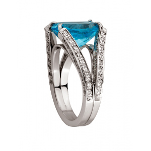 Золотое кольцо с бриллиантами  и  топазом (01-200761543) фотография