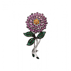 Золотая брошь с гранатами, топазами, цитринами  и  агатами (11б_бр-008) фотография