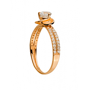 Золотое кольцо с цирконием куб. (01-19131644) фотография