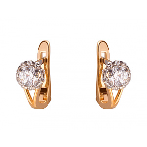 Золотые серьги с цирконием куб. (01-200092644) фотография