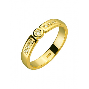 Золота каблучка з діамантами (01-200219044) фотографія