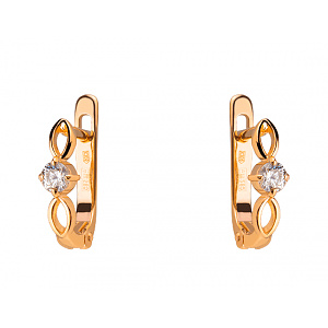 Золоті сережки з цирконієм куб. (01-200343544) фотографія