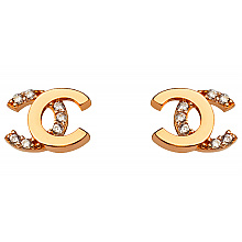 Золотые серьги с цирконием куб. (01-200376144)