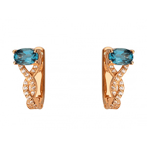 Золотые серьги с топазами  и  фианитом (цирконием куб.) (01-200773344) фотография