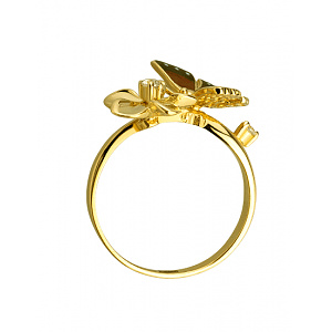 Золотое кольцо с фианитом (цирконием куб.)  и  емаль (01-200805844) фотография