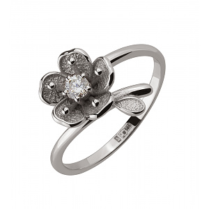 Золота каблучка з діамантом (2б_к-256) фотографія