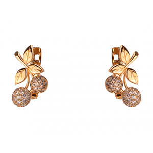 Золотые серьги с фианитами  и  циркониями (1б_с-251) фотография