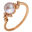 Золотое кольцо с жемчугом  и  фианитами (кубическим цирконием) 1к-275 фотография 1