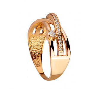 Золота каблучка з цирконієм куб. (01-200383745) фотографія