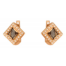 Золотые серьги с кварцами  и  фианитом (цирконием куб.) (01-200761545)