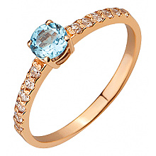 Золота каблучка з топазом  та  фіанітом (цирконієм куб.) (01-200773345)