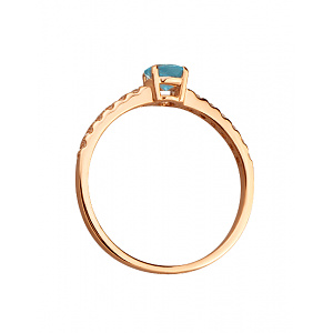 Золота каблучка з топазом  та  фіанітом (цирконієм куб.) (01-200773345) фотографія