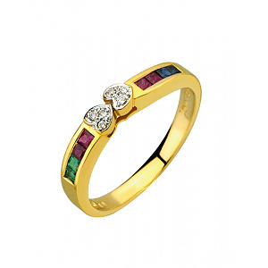 Золотое  кольцо с бриллиантами  и  корундами (01-200838345) фотография