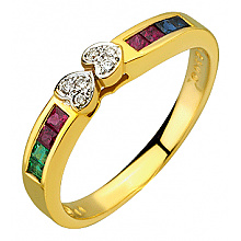 Золотое  кольцо с бриллиантами  и  корундами (01-200838345)