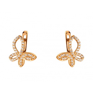 Золотые серьги с фианитом (цирконием куб.) (01-200884745) фотография