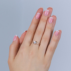 Золота каблучка з фіанітом  та  цирконіями (1б_к-074) картинка Золота каблучка з фіанітом  та  цирконіями (1б_к-074) фотографія