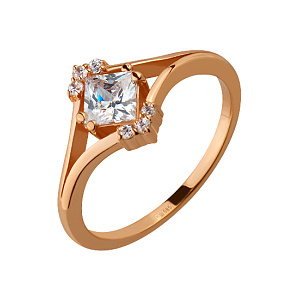 Золота каблучка з фіанітом  та  цирконіями (1б_к-116) картинка Золота каблучка з фіанітом  та  цирконіями (1б_к-116) фотографія