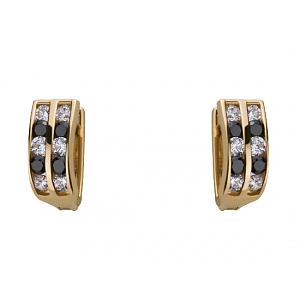 Золотые серьги с цирконием куб. (01-18609046) фотография