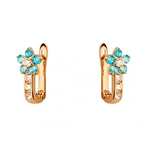 Золотые серьги с цирконием куб. (01-19171546) фотография