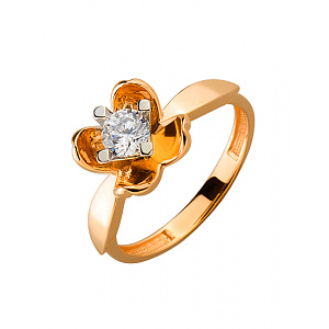 Золотое кольцо с цирконием куб. (01-19279046) фотография