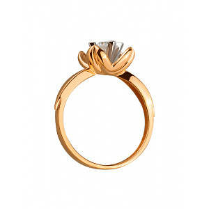 Золотое кольцо с цирконием куб. (01-19279046) фотография