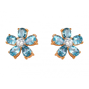 Золотые серьги с цирконием куб. (01-200408146) фотография