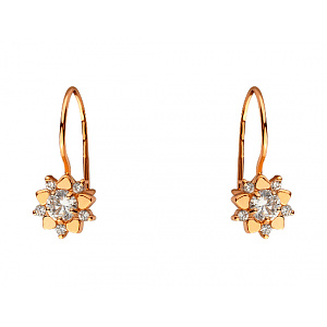 Золотые серьги с цирконием куб. (01-200526546) фотография