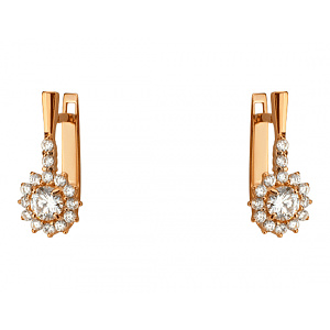 Золотые серьги с фианитом (цирконием куб.) (01-200783646) фотография