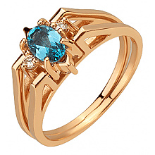 Золота каблучка з діамантами  та  топазом (01-200788546)