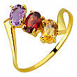 Золота каблучка з аметистом, гранатом  та  цитрином 01-200858146 фотографія 1